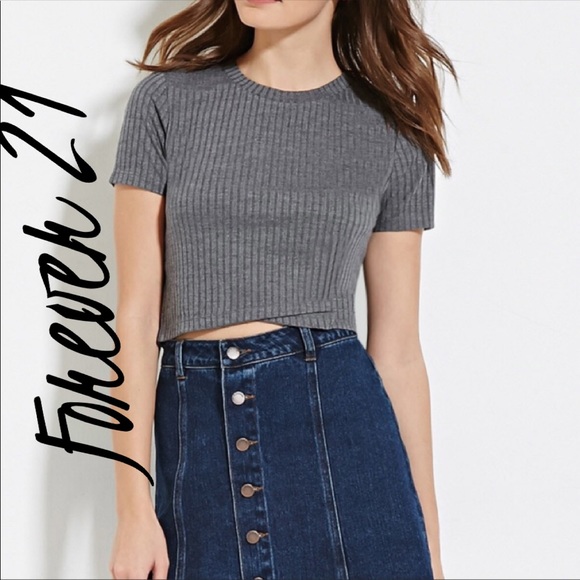 forever 21 grey crop top